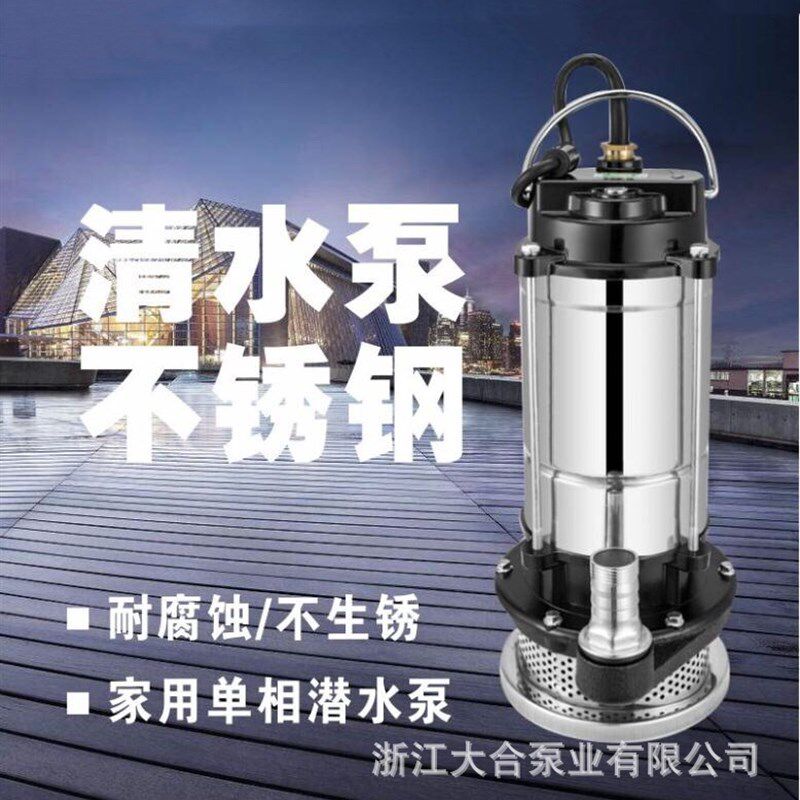 不锈钢小型潜水泵220V清水泵农用单相高压微型边立式抽水泵潜污泵