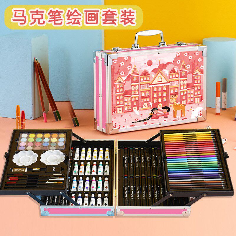 儿童画笔蜡笔绘画套装小学生学习用品画画工具套装画笔水彩笔套装