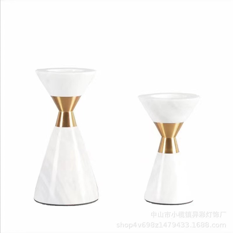 轻奢金属大理石北欧蜡烛台玄关桌面餐桌摆件样板房装饰品