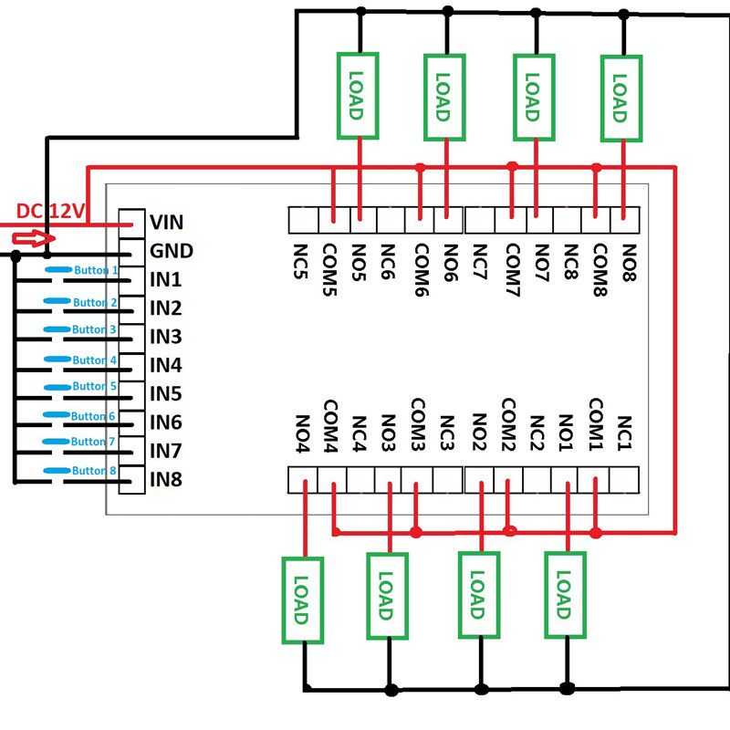 12V 8路通道数码管多功能延时LED时间定时继电器电源时序器马达
