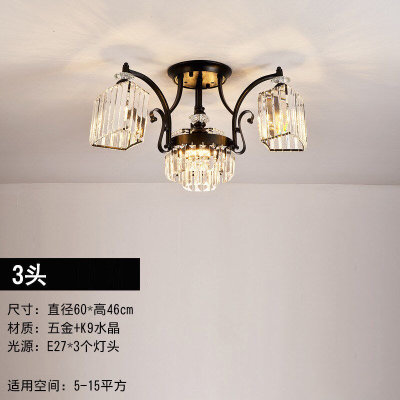 新款水晶客厅灯简约现代美式轻奢大厅餐厅创意水晶吸顶灯套餐灯具