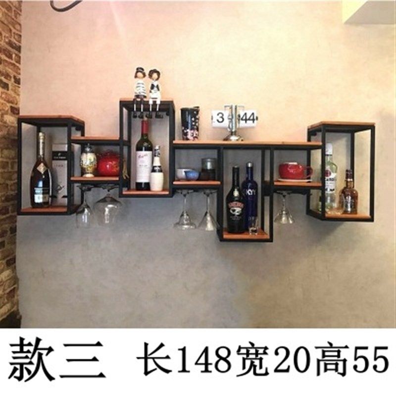 欧式铁艺酒架餐厅装饰墙上酒柜酒杯架上墙壁挂置物架实木红酒架