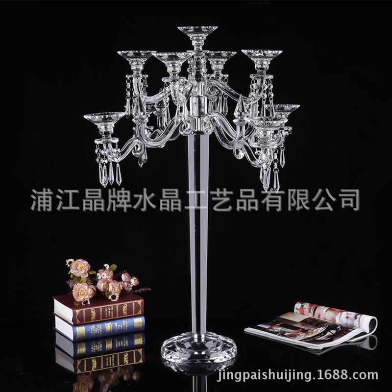 欧式复古婚庆用品蜡烛台创意水晶金箔烛台婚房布置装饰结婚摆件