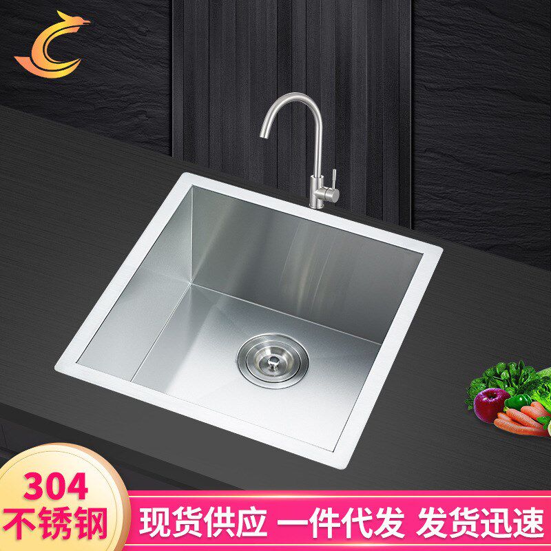 手工水槽单槽 1.2mm直角单盆304不锈钢水槽 规格齐全一件发