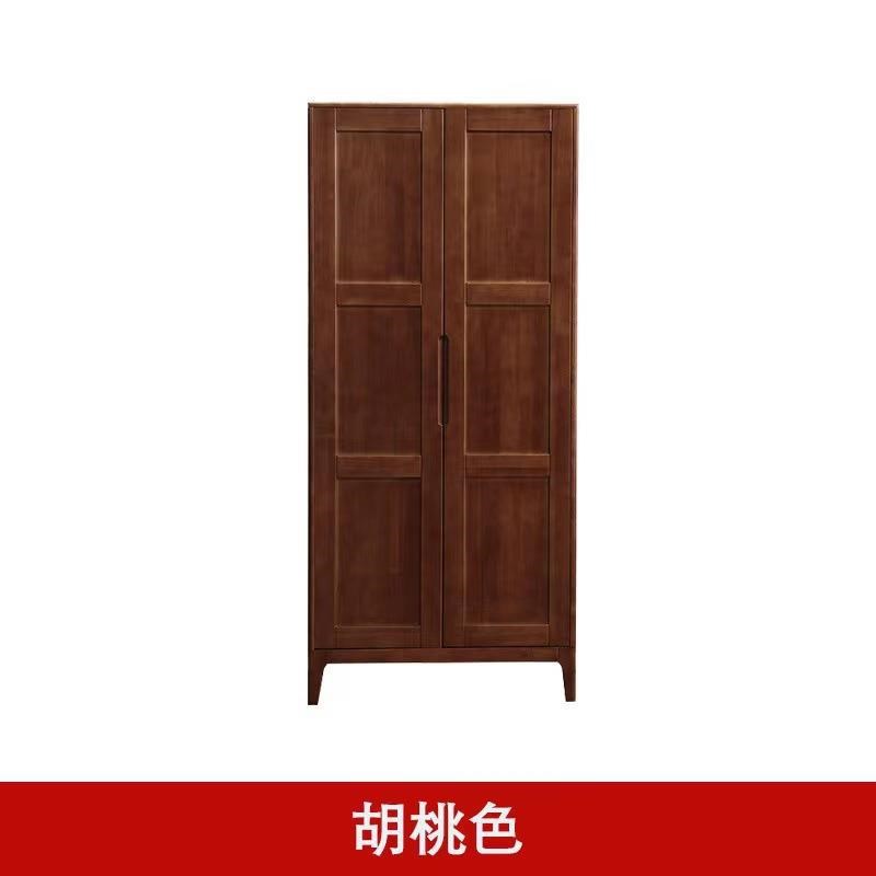 北欧全实木衣柜四门对开门卧室小户型家用两门三门储物衣橱原木色