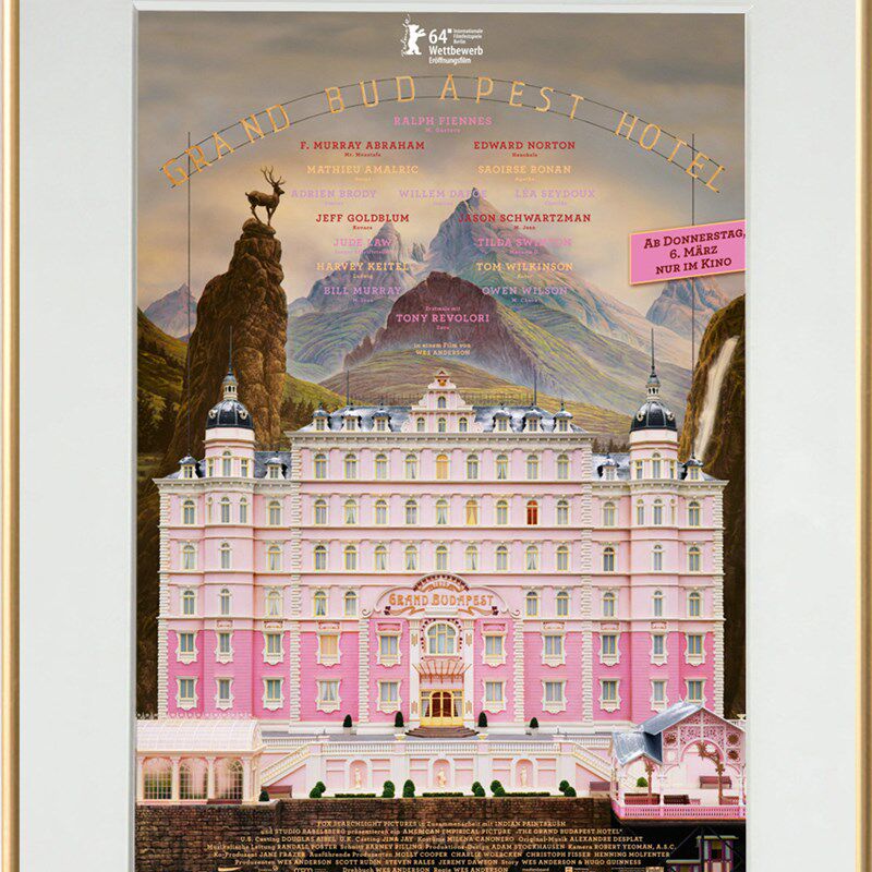 布达佩斯大饭店壁画卧室客厅装饰画挂画欧式城堡粉色美式建筑壁画