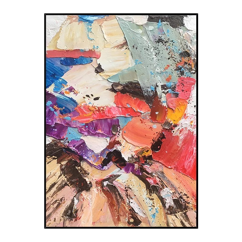 纯手绘油画客厅装饰画现代简约大幅立体抽象艺术色块走廊玄关挂画