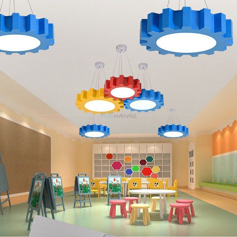 卡通儿童齿轮吸顶灯LED房卧室创意吸顶吊灯两用早教幼儿园教室灯