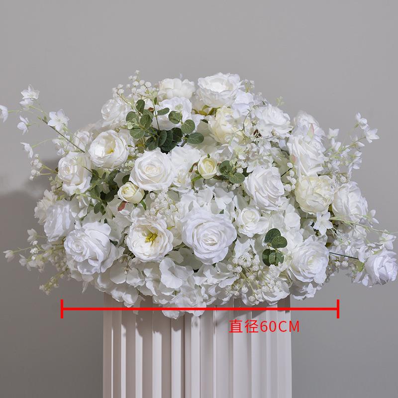 新款80cm仿真绣球玫瑰花球婚礼餐桌摆放花求婚橱窗展厅装饰路引花