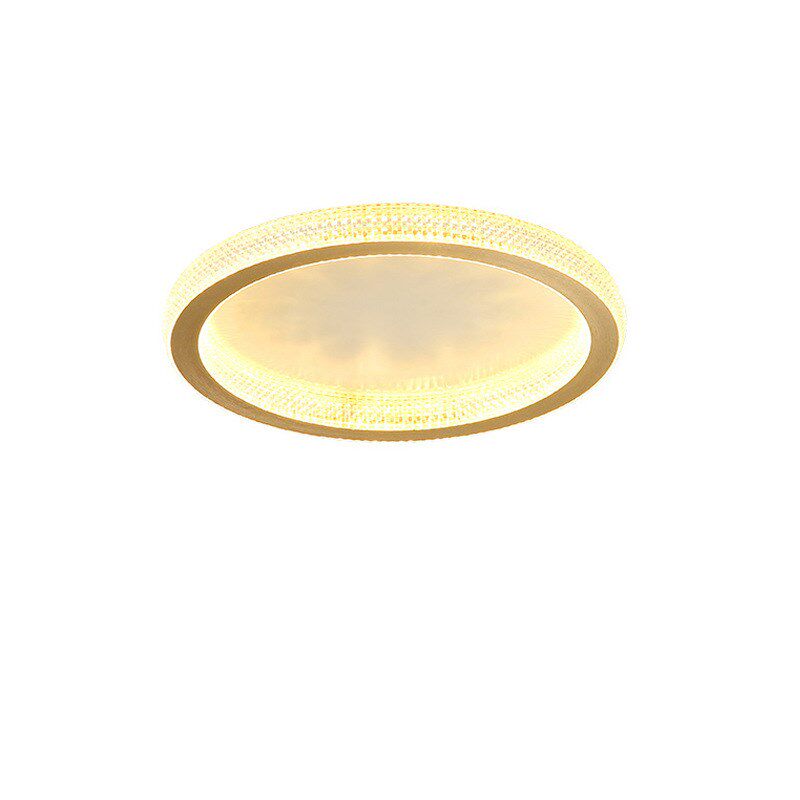 简约后现代吸顶灯轻奢卧室灯led圆形吸顶灯房间北欧别墅全铜灯具