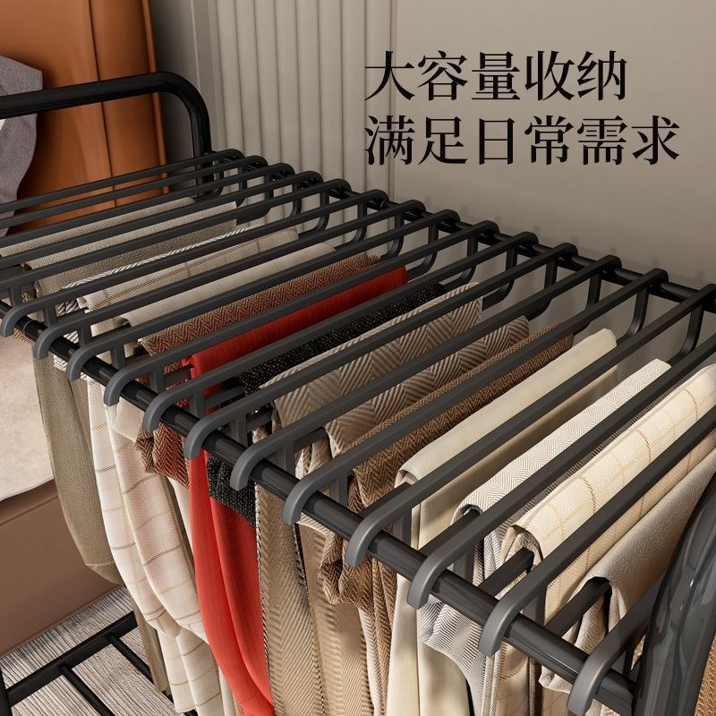 裤子收纳落地式铁艺裤架可移动多功能家居挂裤子衣架落地立式架子