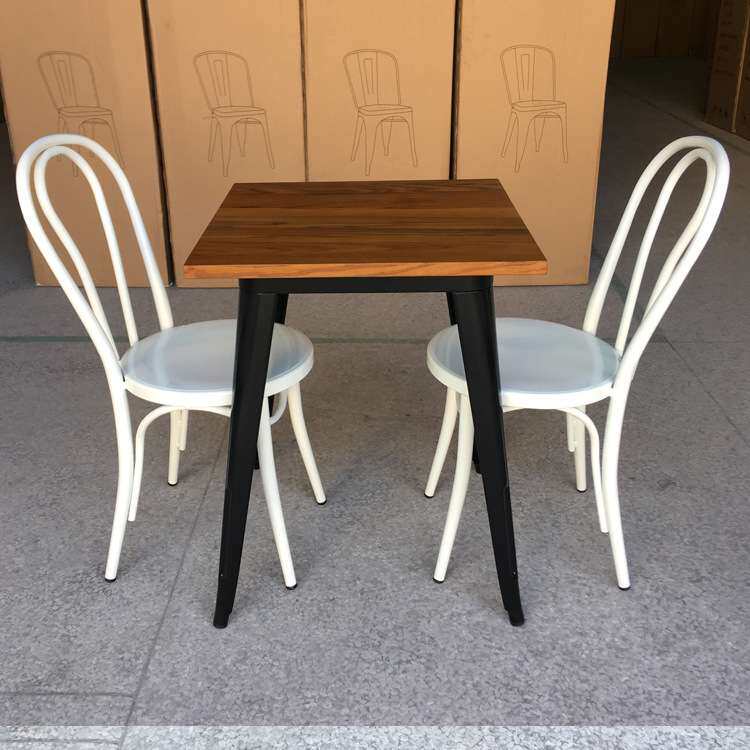餐桌榆木铁皮桌简约loft工业风榆木几何方桌设计师桌工作台办公桌