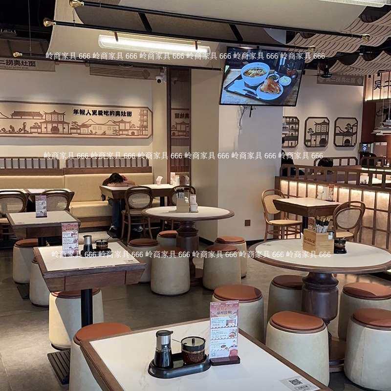咖啡馆西餐厅实木岩板带抽屉餐桌茶餐厅寿司小吃店商用桌椅组合