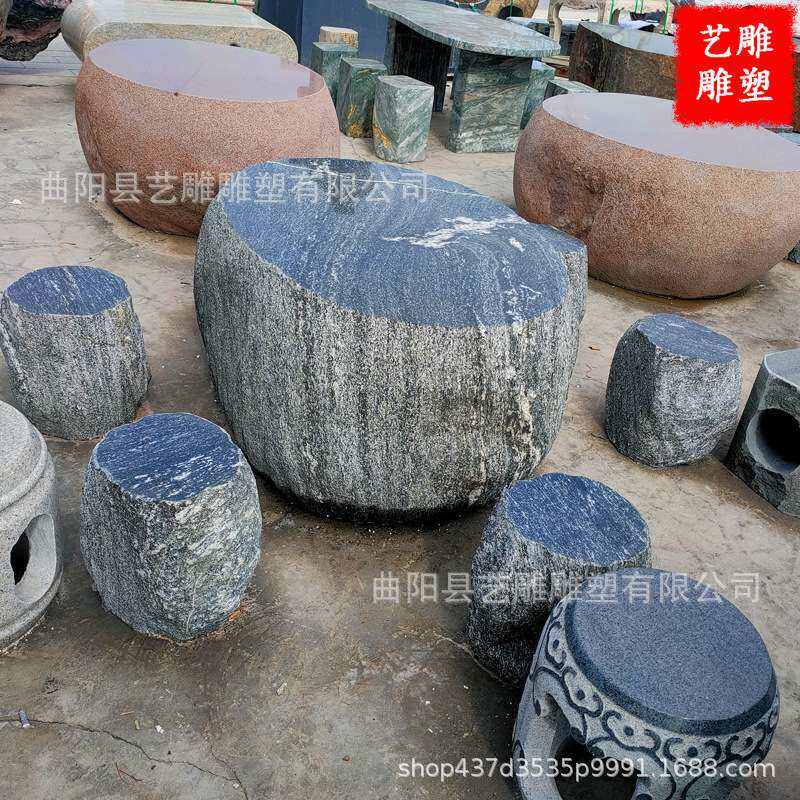 石桌石凳天然大理石石桌子雪浪石石桌户外庭院石头餐桌现货销售