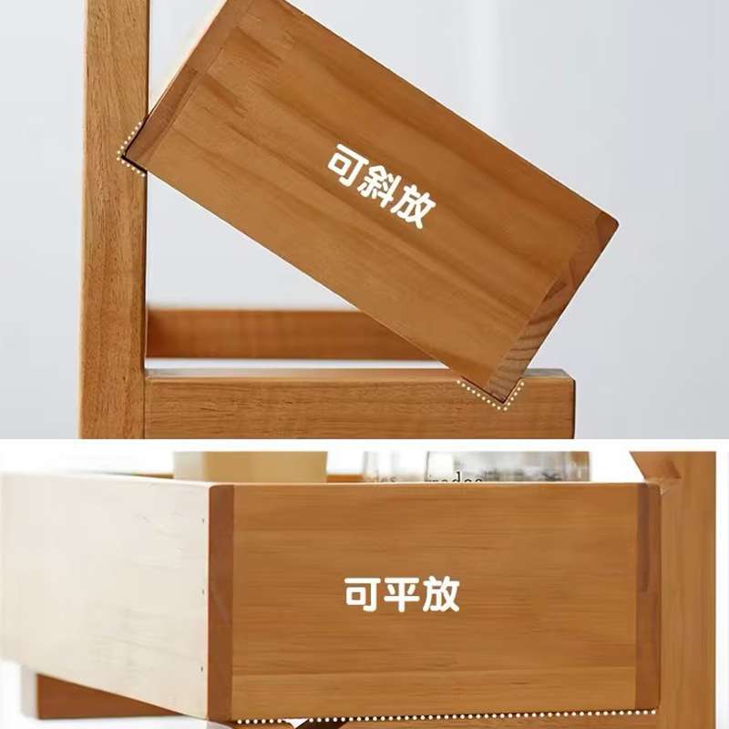实木四层多层落地置物架家用收纳盒客厅厨房竹木架家用简约收纳柜