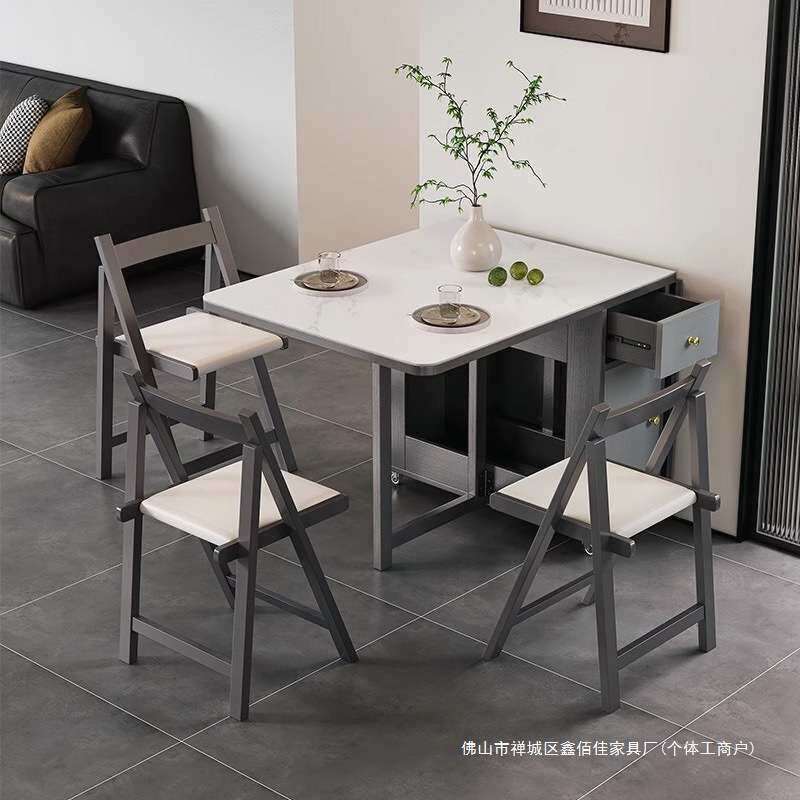 隐藏式折叠餐桌椅组合家用商用经济型伸缩移动桌户外庭院餐厅桌椅