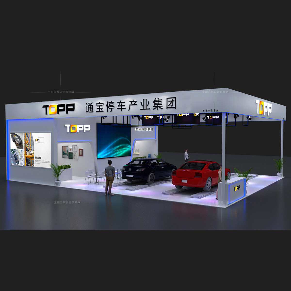 广交会特装展台展会3d效果图展览展厅广交会建材展塔建