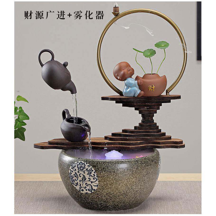 家居加湿鱼缸流水器办公桌玄关电视柜客厅送礼工艺品招财风水摆件