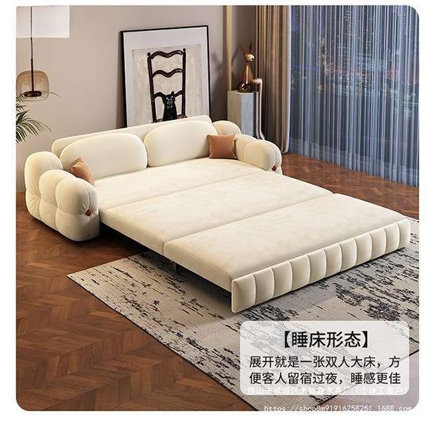 多功能绒布沙发床安居两用一体抽拉式可折叠储物小户型新款沙发床