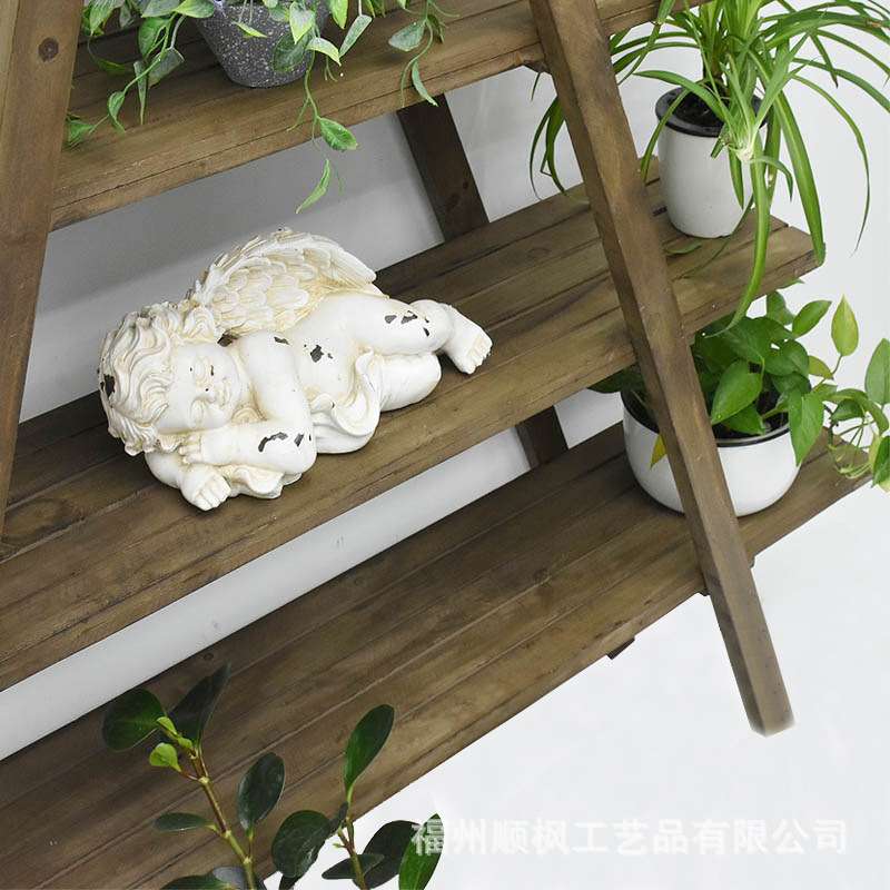北欧田园木制花架花园室内客厅简约置物架四层花架子落地式可拆卸