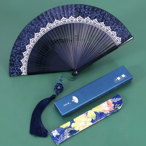 复古风女式旗袍随身舞蹈扇子折扇中国风汉服便携蕾丝折叠小扇夏季