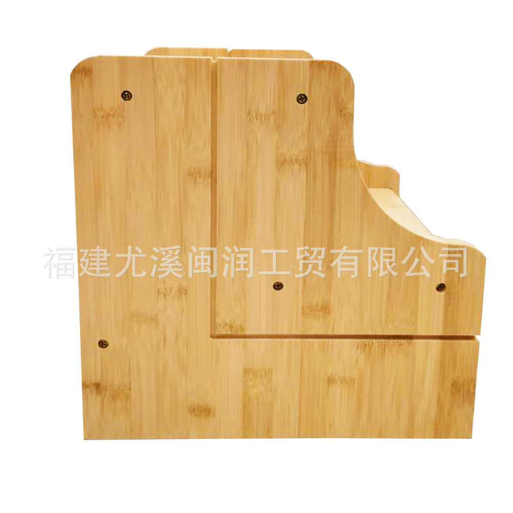 简约家用客厅竹制儿童踩脚凳双层防滑脚踏凳卧室两步凳