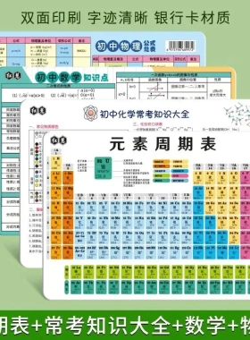 【下单立减50】全套初中化学元素周期表卡片物理化学常考知识点GM