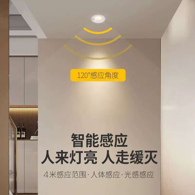 嵌入式射灯人体感应筒灯中山红外线玄关走廊家用客厅楼道过道门口