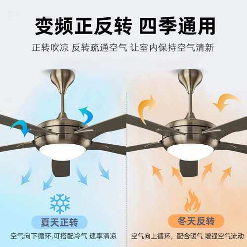 新款全光谱LED风扇灯56寸古铜色吊扇灯家用工业不锈钢吊扇灯