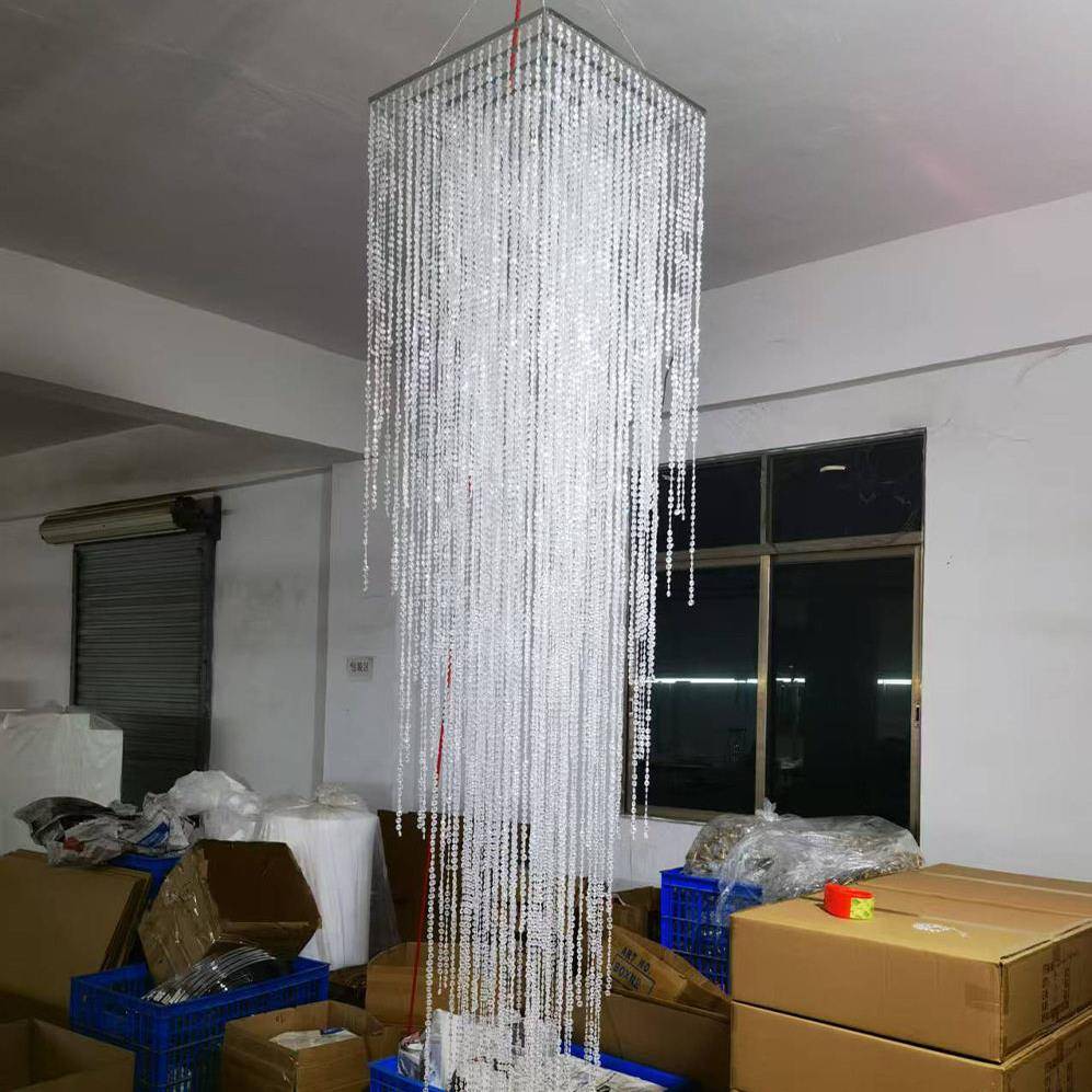 婚庆道具亚克力水晶珠帘正方形枝形吊灯橱窗舞台婚礼场地布置装饰