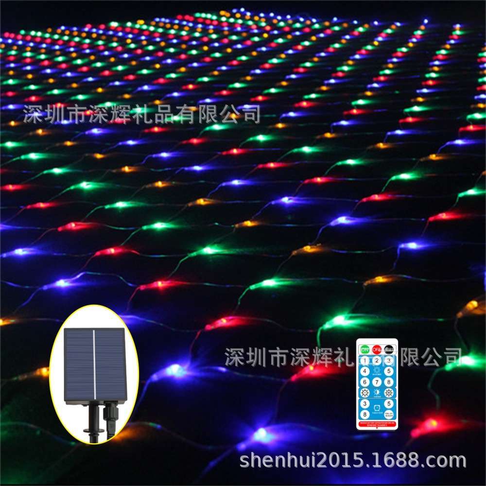 LED太阳能室外防雨网灯 LED草坪装饰亮化渔网状彩灯串节庆亮化灯