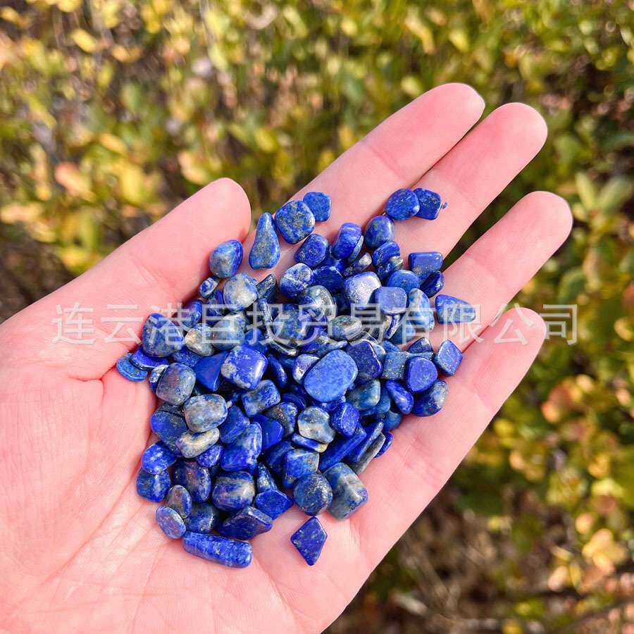 天然青金石碎石摆件Lips跨境供货阿富汗碎料装饰石背景盆景鱼缸石