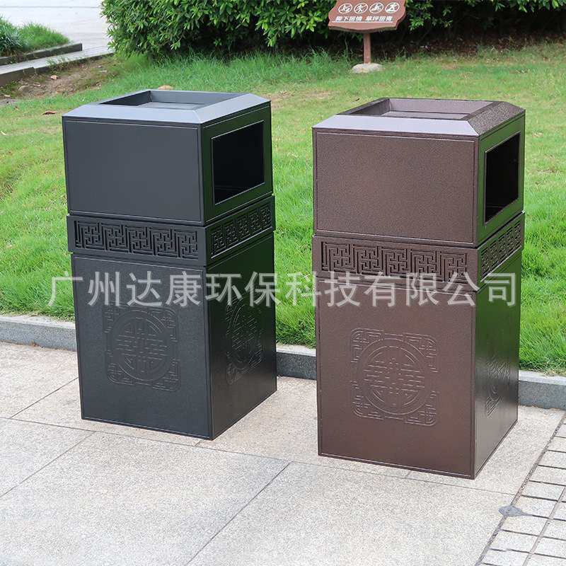 高档小区花园别墅铸铝制垃圾箱欧式庭院方形垃圾桶户外分类垃圾筒