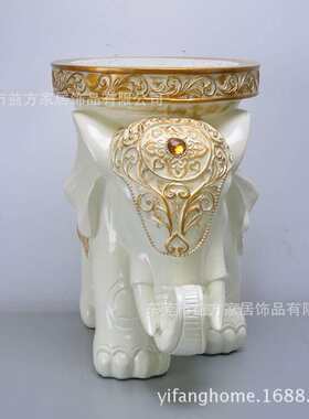 欧美家居风格 米白色圆形凳面米加大号站姿大象凳子 玄关实用摆设