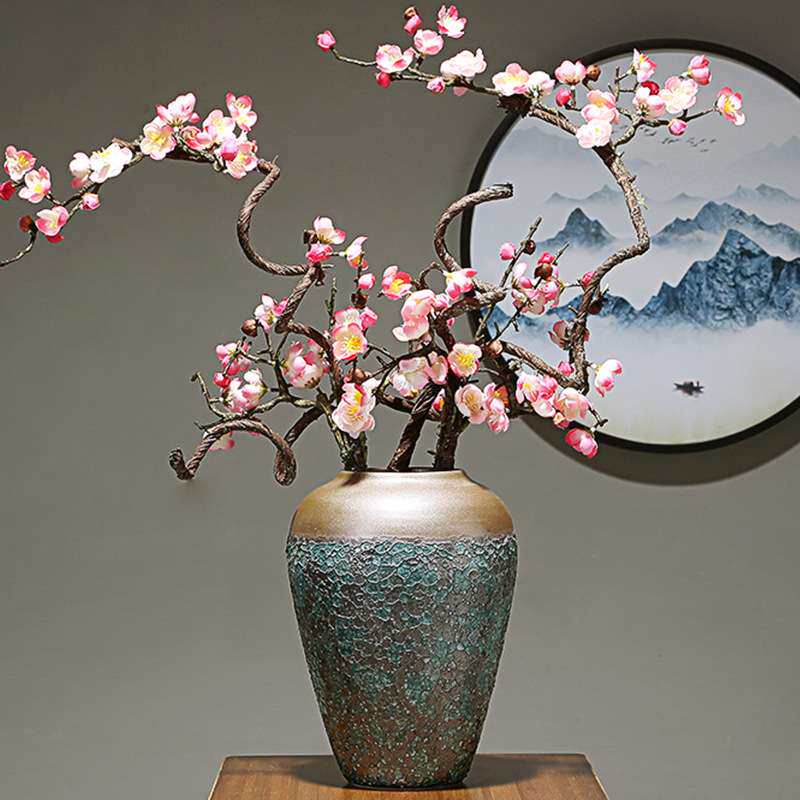 现代简约花瓶客厅餐桌复古插花陶瓷花器玄关干花装饰品摆件