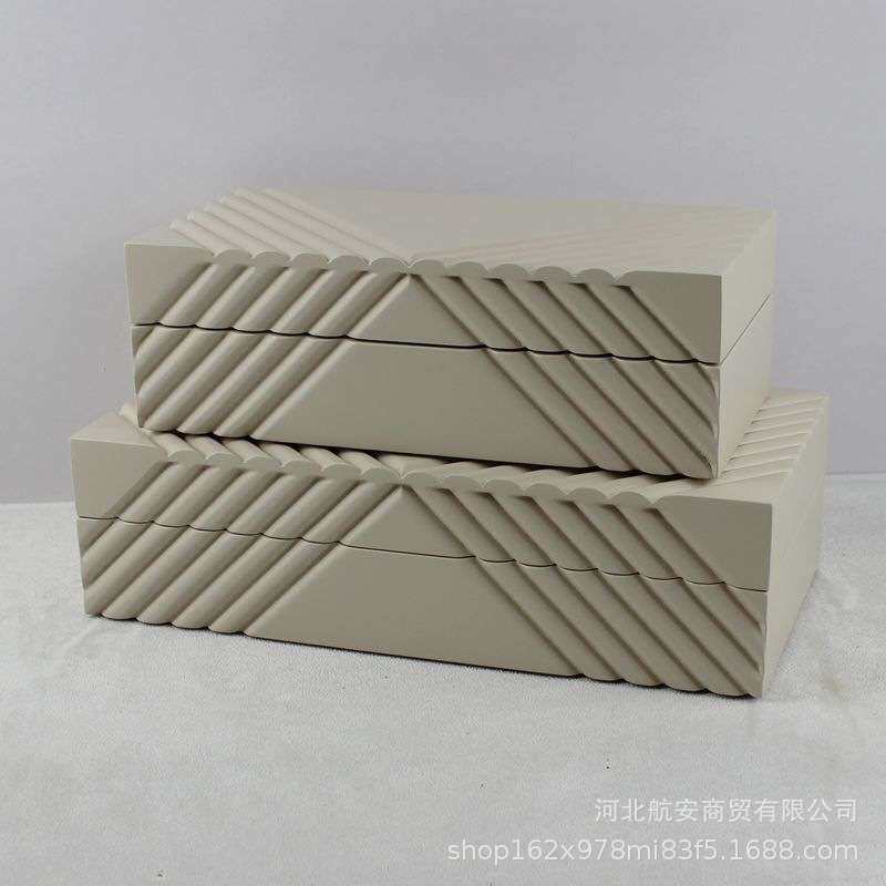 现代简约创意木质烤漆首饰盒装饰盒样板房售楼处桌面软装摆设工艺