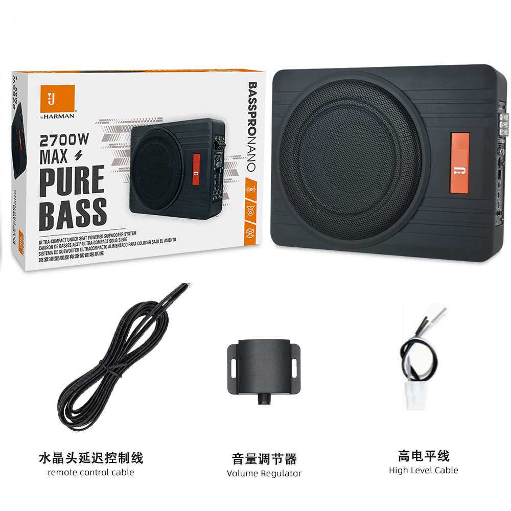 新款JB汽车音响低音炮12V大功率10寸2700W超薄低音座椅炮