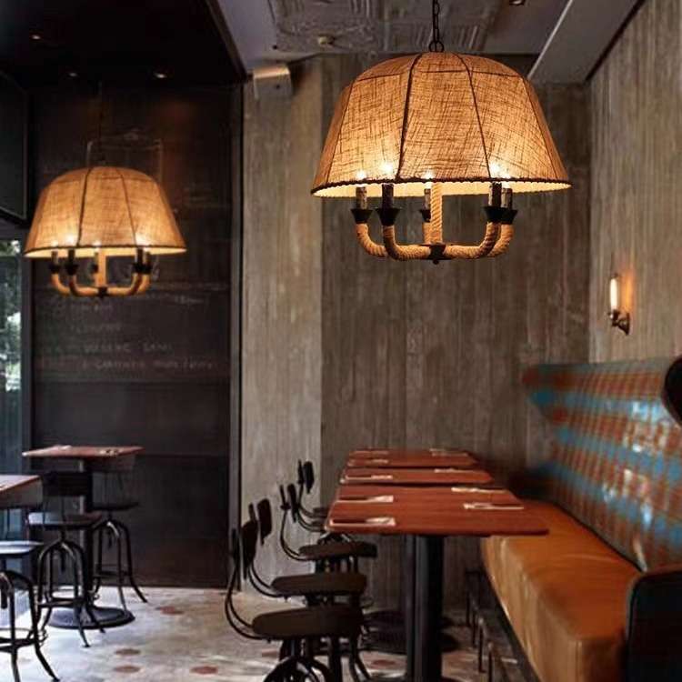 美式乡村复古吊灯田园风卧室客厅餐厅创意个性艺术装饰铁艺麻绳灯