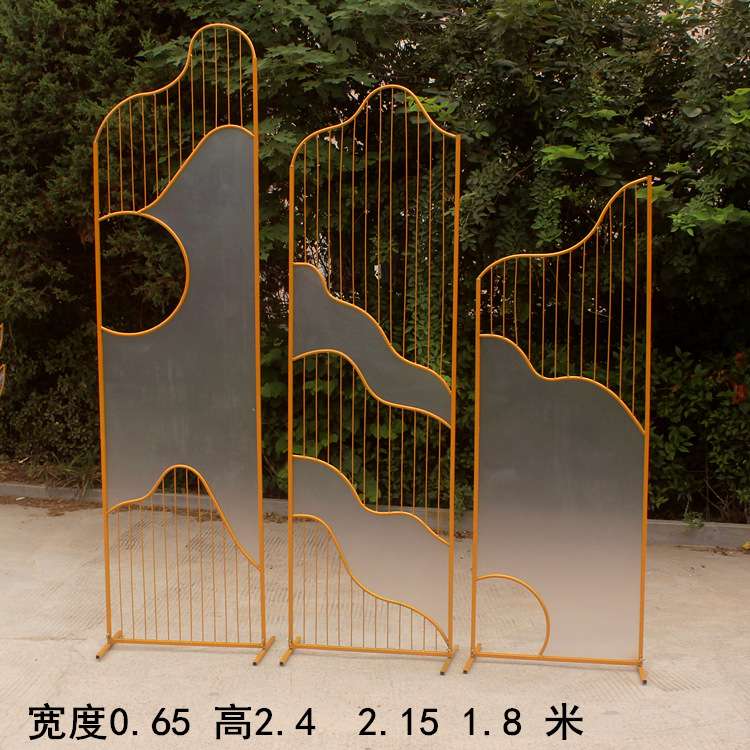婚庆道具新款舞台背景铁艺屏风婚礼路引铁艺山水背景橱窗店铺摆件