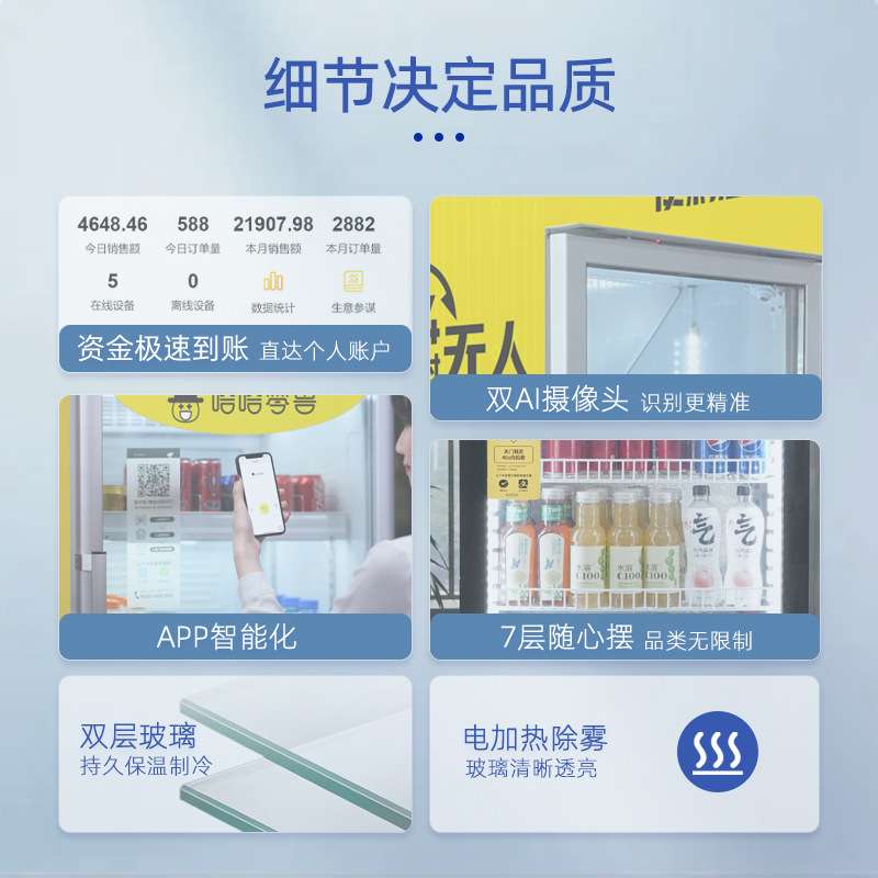 哈哈零兽520L大容量智能售货柜饮料贩卖机24H开门无人自动售卖机