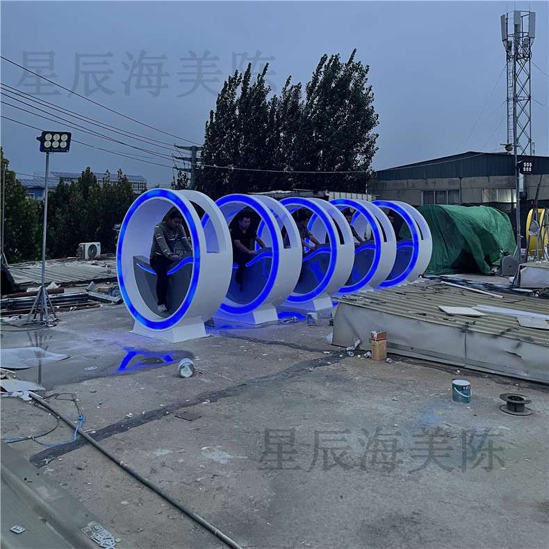 无动力单车喷泉发光单车脚踏发光自行车户外动感骑行单车游乐设备