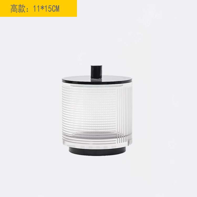 现代简约欧式轻奢圆形线条水晶玻璃装饰罐收纳盒摆件样板房饰品