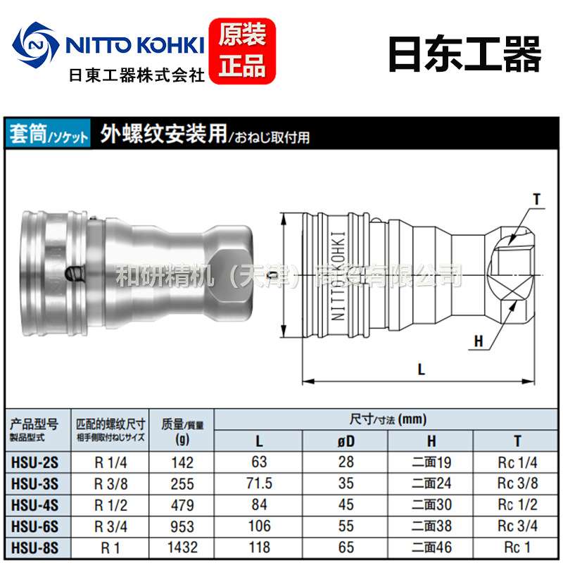 日东NITTO 带安全锁高压快速接头 HSU-8P HSU-8S