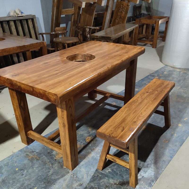 老榆木长板凳实木条凳饭店家用餐凳茶桌凳原木免漆白茬简约换Tω