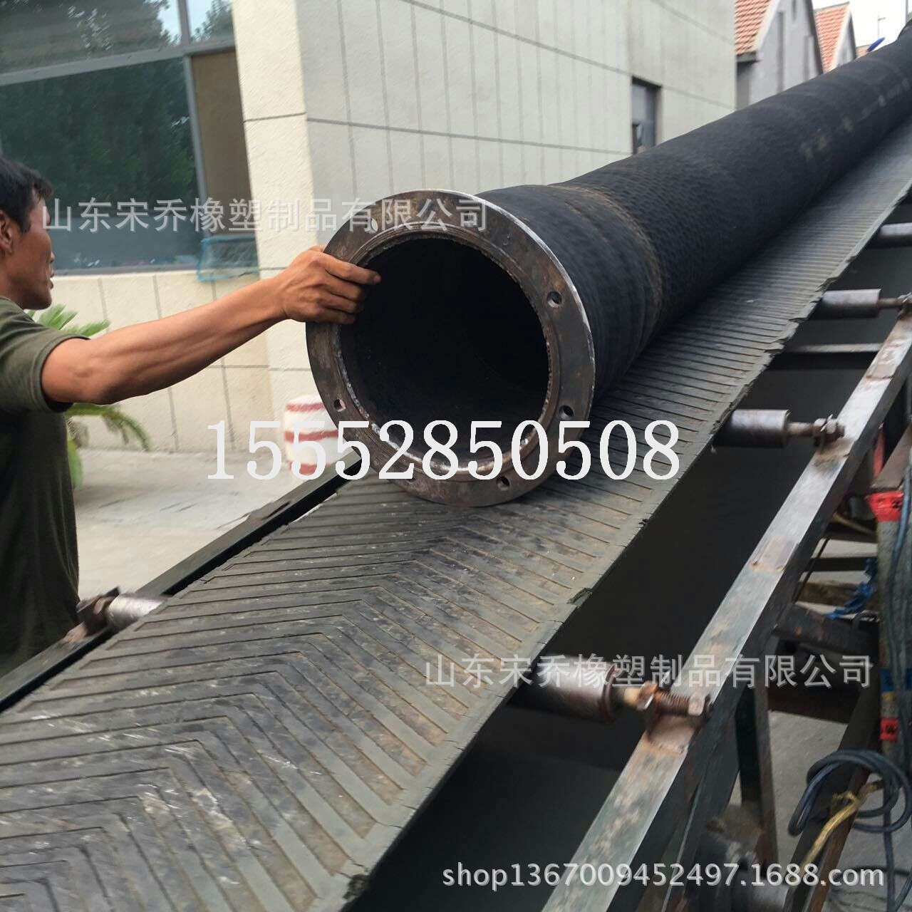 大口径黑色橡胶钢丝管 法兰连接高压橡胶钢丝管水泵吸排水胶管