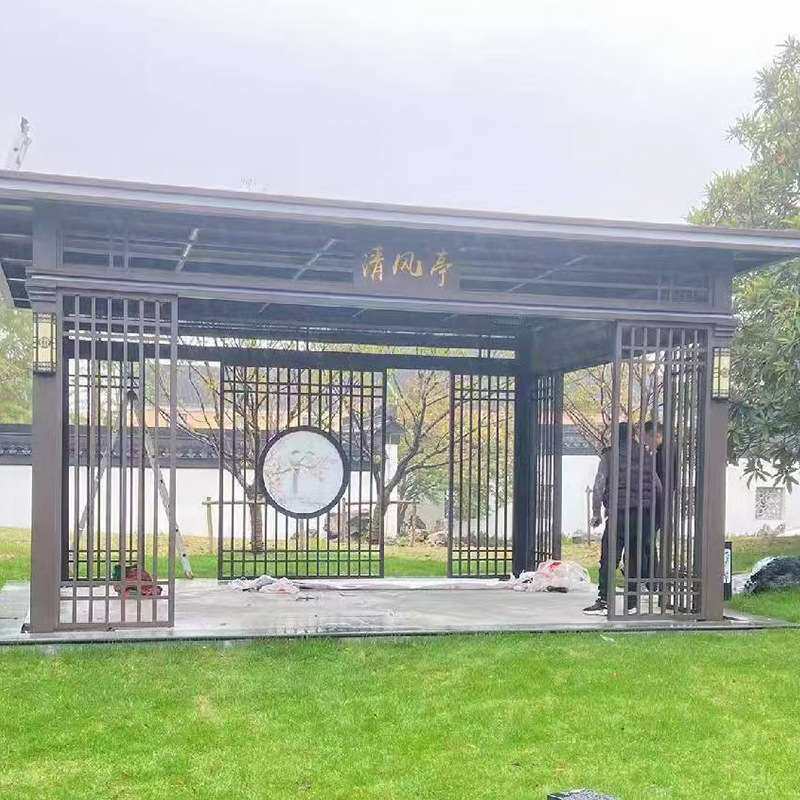 铝合金防盗网窗花格栅型材厂家仿古复古街道改造木纹铝屏风铝花格