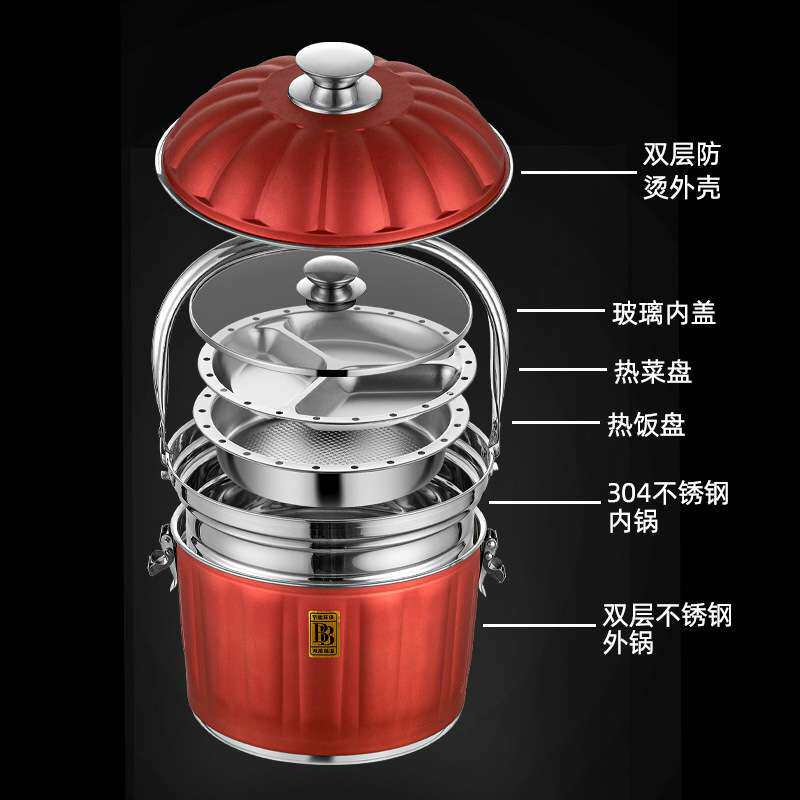 家用304不锈钢免火再煮锅焖烧锅多功能节能保温蒸锅煲汤锅煮粥锅