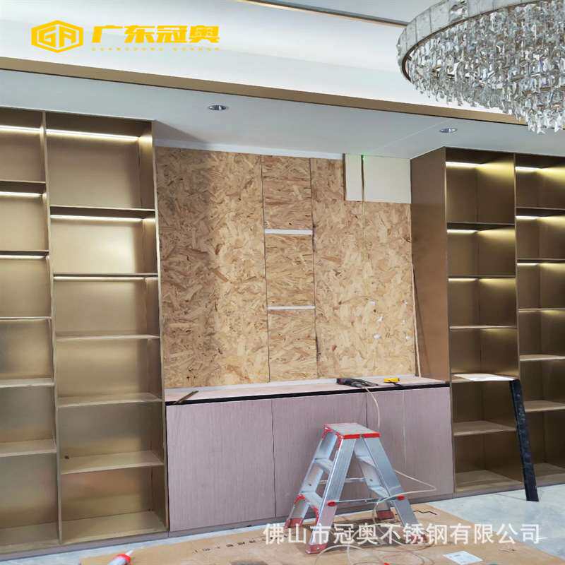 304新中式不锈钢酒柜展示柜浴室壁龛嵌入式电视墙壁柜红酒架展架