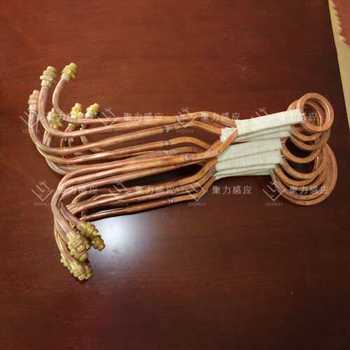 供应各种型号尺寸电磁感应加热设备用感应圈 淬火带喷水孔铜线圈