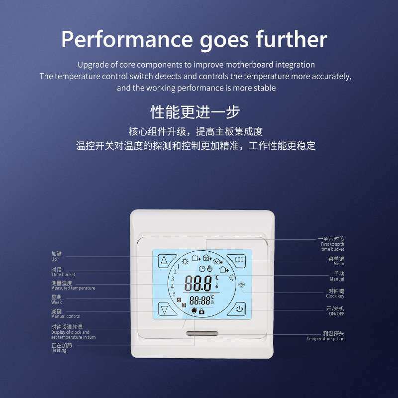 智能触摸控制地暖温控器 水地暖液晶屏数显温控器M93厂家直销